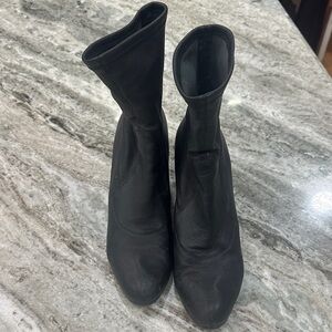 Donald J. Pliner Black Stretch Leather Ankle Booties